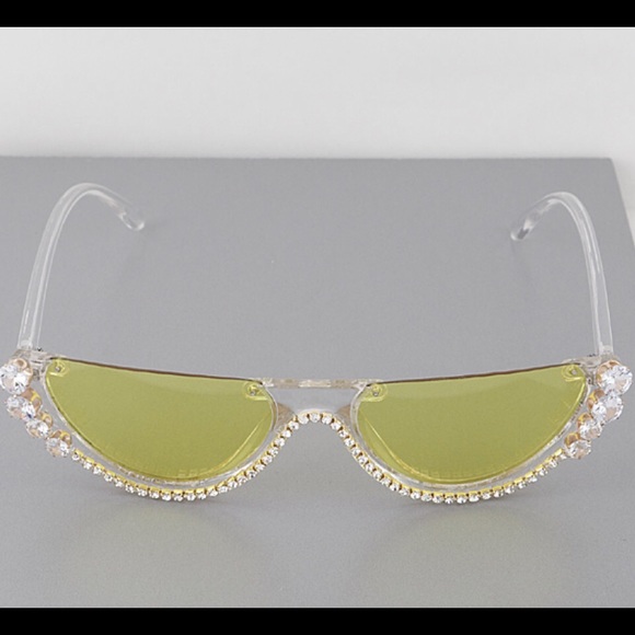 CRYSTAL PINK HALF MOON SUNGLASSES - Picture 2 of 4